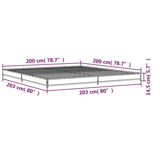 Sengestel 200x200cm konstrueret træ og metal røget egetræsfarve