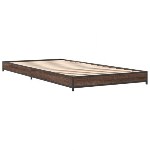 Sengeramme 100x200 cm konstrueret træ og metal brunt egetræ