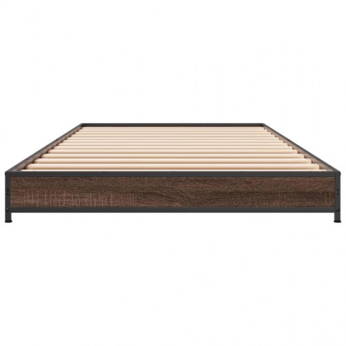 Sengeramme 100x200 cm konstrueret træ og metal brunt egetræ