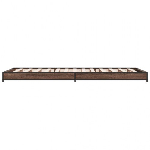 Sengeramme 100x200 cm konstrueret træ og metal brunt egetræ