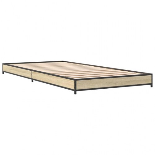 Sengeramme 90x200 cm konstrueret træ og metal sonoma-eg