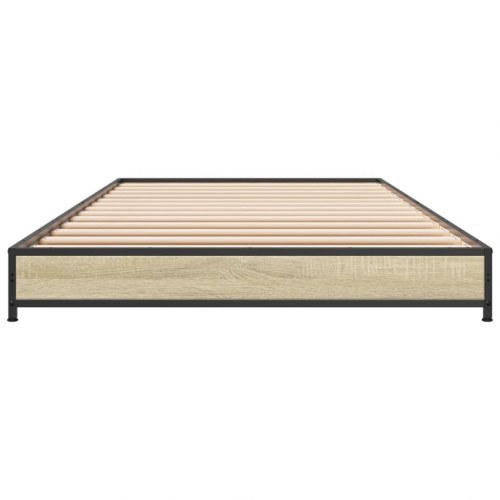 Sengeramme 90x200 cm konstrueret træ og metal sonoma-eg