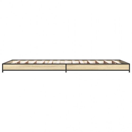 Sengeramme 90x200 cm konstrueret træ og metal sonoma-eg