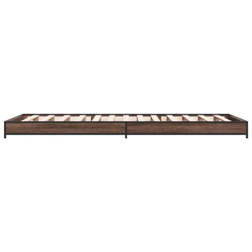 Sengeramme 90x200 cm konstrueret træ og metal brun egetræsfarve