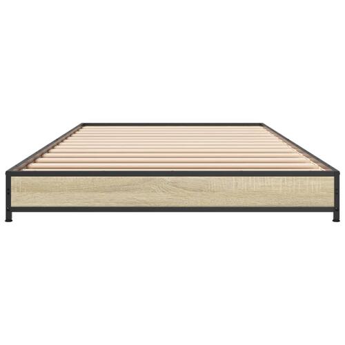 Sengeramme 90x190 cm konstrueret træ og metal sonoma-eg