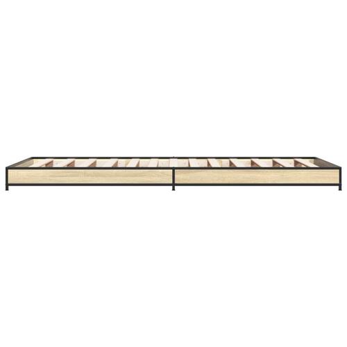 Sengeramme 90x190 cm konstrueret træ og metal sonoma-eg