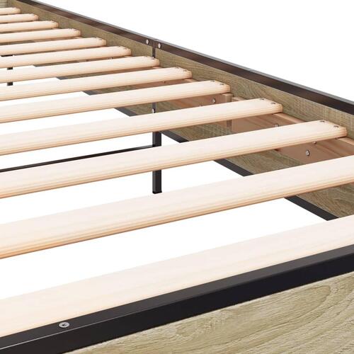 Sengeramme 90x190 cm konstrueret træ og metal sonoma-eg
