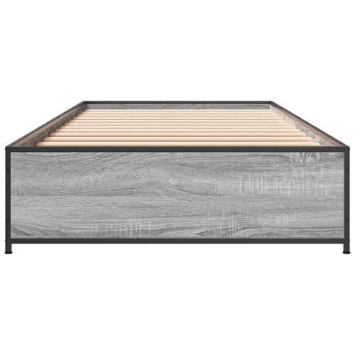 Sengeramme 90x200 cm konstrueret træ og metal grå sonoma-eg