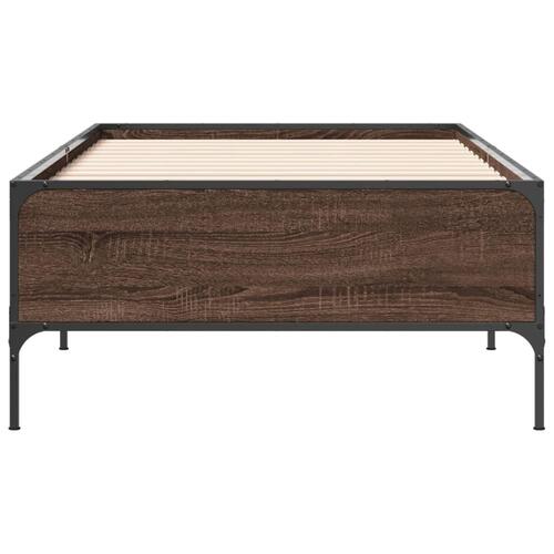 Sengeramme 90x190 cm konstrueret træ og metal brun egetræsfarve