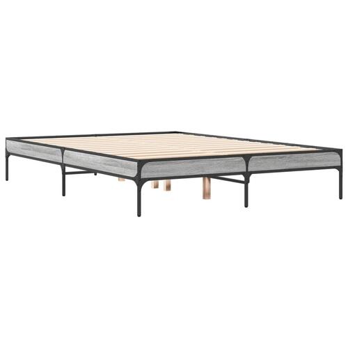 Sengestel 120x200 cm konstrueret træ og metal grå sonoma-eg