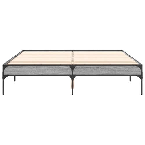 Sengestel 120x200 cm konstrueret træ og metal grå sonoma-eg