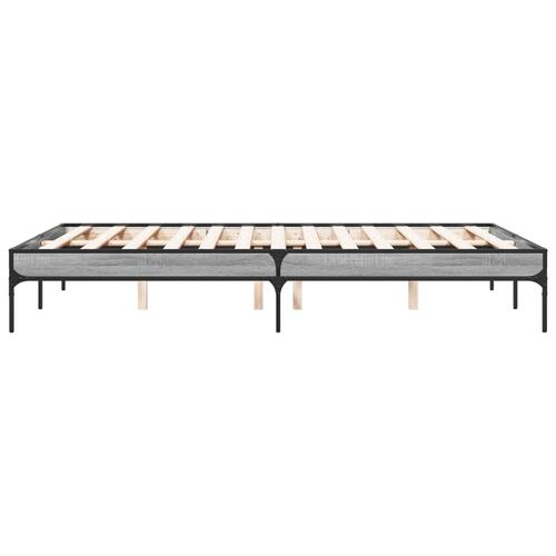 Sengestel 120x200 cm konstrueret træ og metal grå sonoma-eg