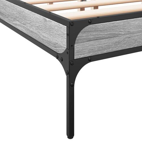 Sengestel 120x200 cm konstrueret træ og metal grå sonoma-eg