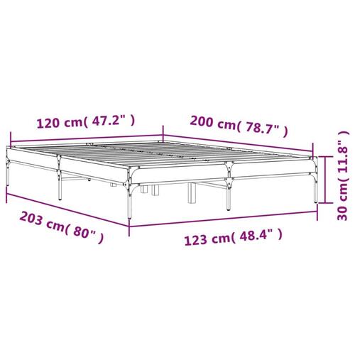 Sengestel 120x200 cm konstrueret træ og metal grå sonoma-eg