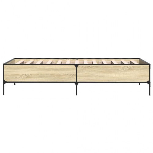 Sengeramme 90x200 cm konstrueret træ og metal sonoma-eg