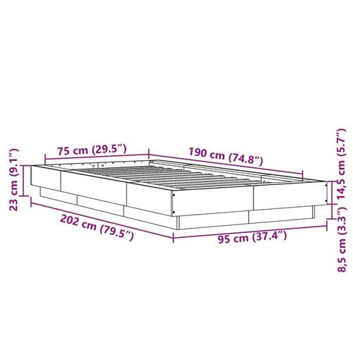 Sengeramme 75x190 cm konstrueret træ sonoma-eg