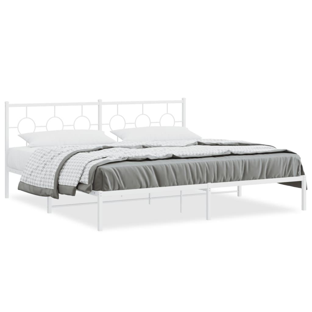 Sengeramme med sengegavl 193x203 cm metal hvid billede