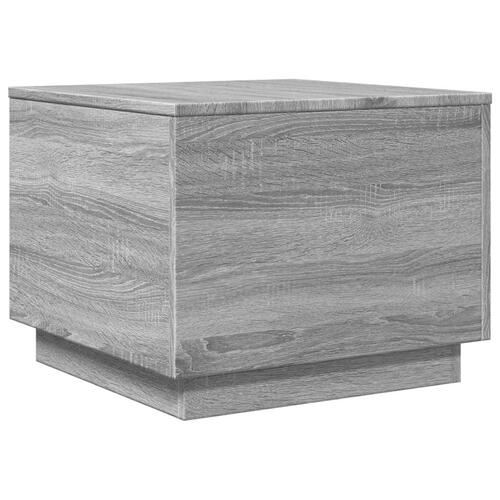 Sofabord med LED-lys 50x50x40 cm grå sonoma-eg