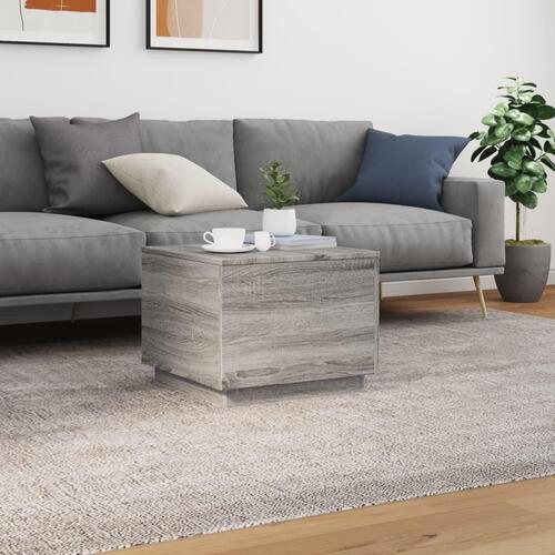 Sofabord med LED-lys 50x50x40 cm grå sonoma-eg
