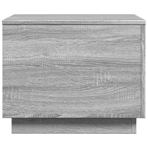 Sofabord med LED-lys 50x50x40 cm grå sonoma-eg