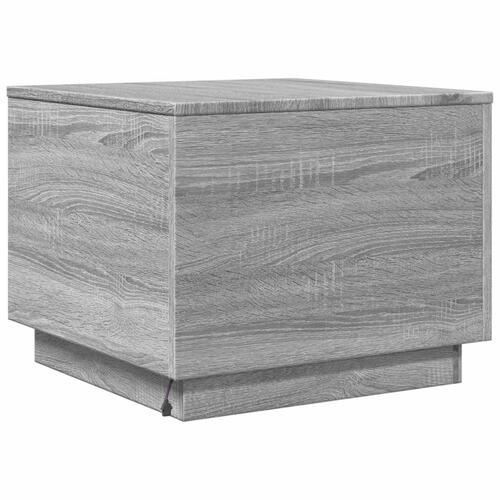 Sofabord med LED-lys 50x50x40 cm grå sonoma-eg