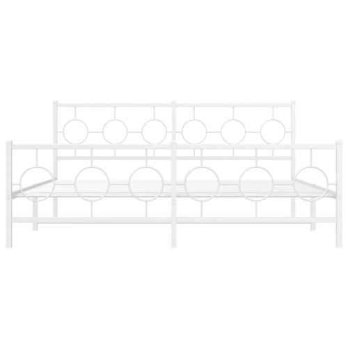 Sengeramme med sengegavl og fodgærde 180x200 cm metal hvid