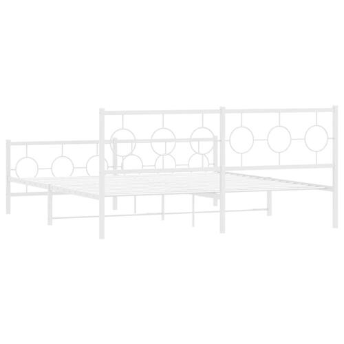 Sengeramme med sengegavl og fodgærde 180x200 cm metal hvid