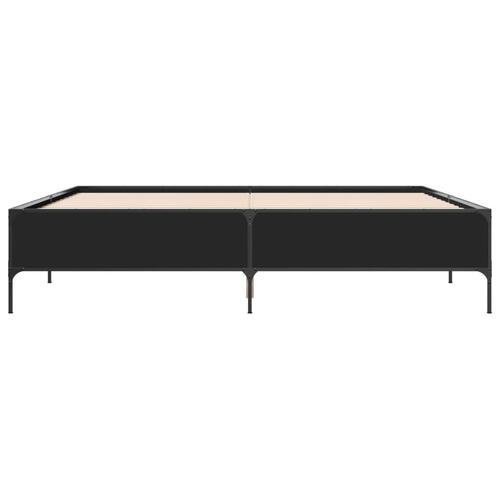 Sengestel 200x200 cm konstrueret træ og metal sort