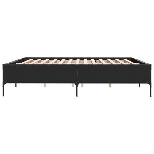 Sengestel 200x200 cm konstrueret træ og metal sort