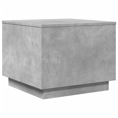 Sofabord med LED-lys 50x50x40 cm betongrå