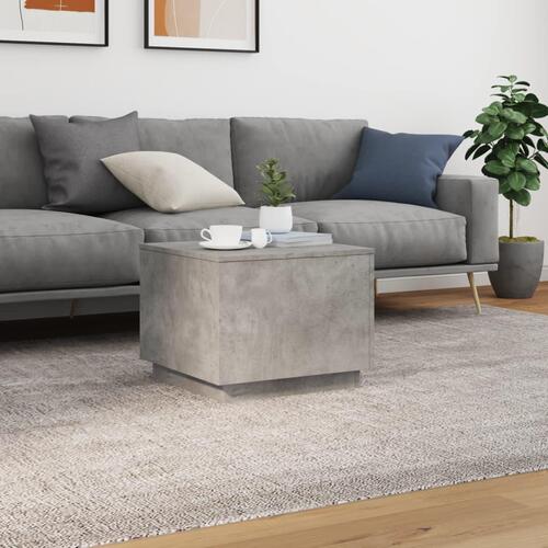 Sofabord med LED-lys 50x50x40 cm betongrå