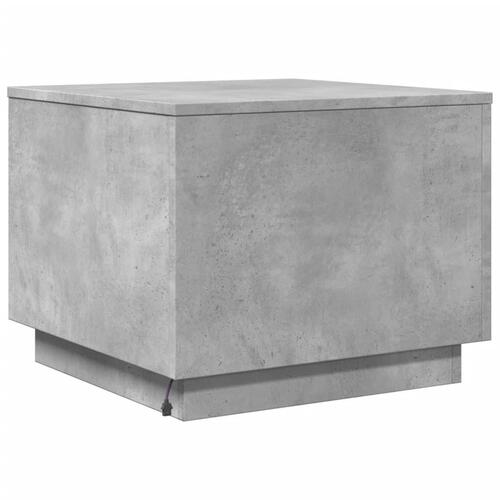 Sofabord med LED-lys 50x50x40 cm betongrå
