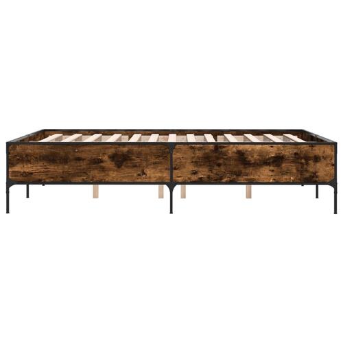 Sengestel 150x200cm konstrueret træ og metal røget egetræsfarve
