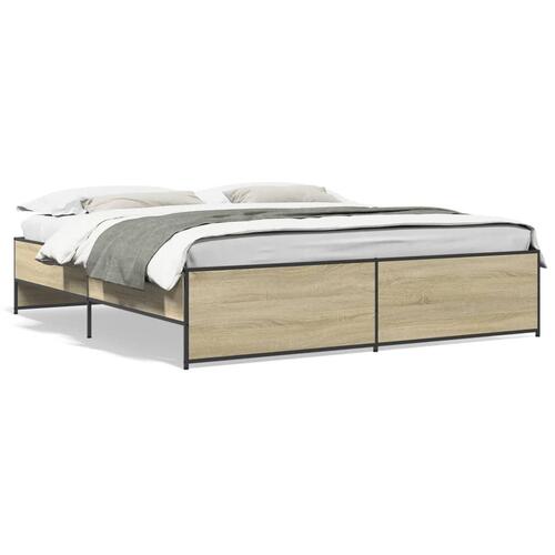 Sengestel 180x200 cm konstrueret træ og metal sonoma-eg