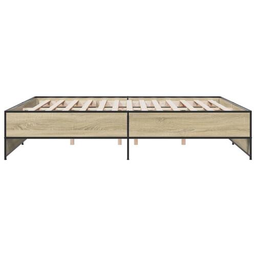 Sengestel 180x200 cm konstrueret træ og metal sonoma-eg