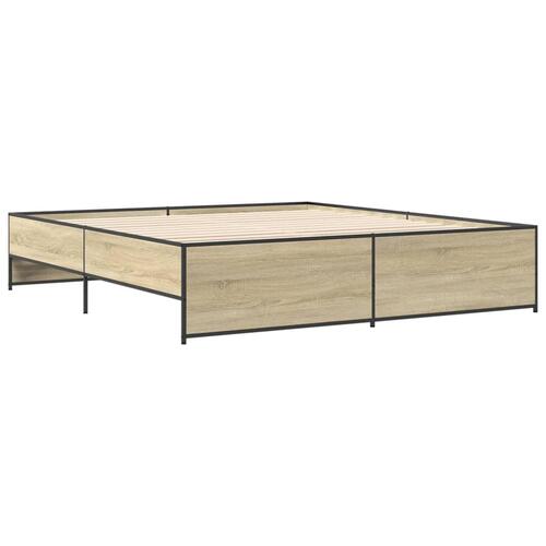 Sengestel 180x200 cm konstrueret træ og metal sonoma-eg