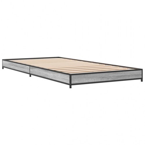 Sengeramme 100x200 cm konstrueret træ og metal grå sonoma-eg
