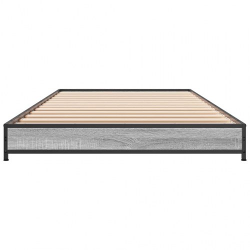 Sengeramme 100x200 cm konstrueret træ og metal grå sonoma-eg