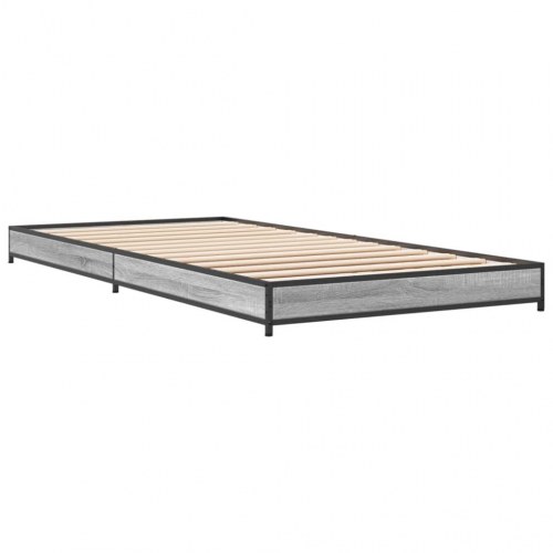 Sengeramme 100x200 cm konstrueret træ og metal grå sonoma-eg