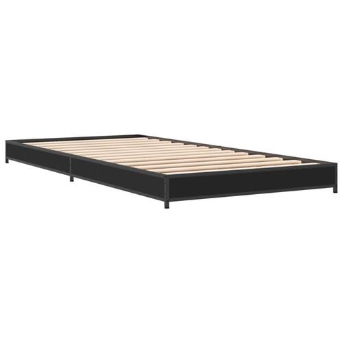 Sengeramme 90x200 cm konstrueret træ og metal sort