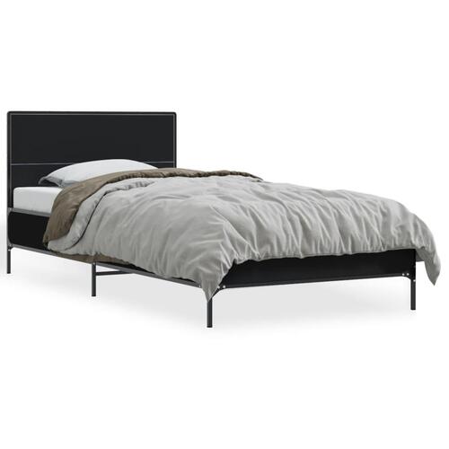 Sengeramme 90x200 cm konstrueret træ og metal sort