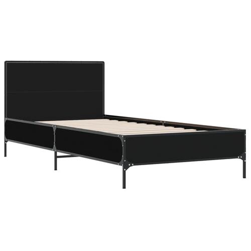 Sengeramme 90x200 cm konstrueret træ og metal sort