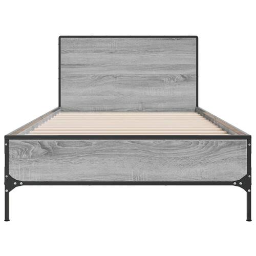 Sengeramme 90x200 cm konstrueret træ og metal grå sonoma-eg