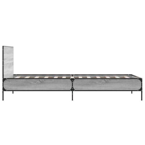 Sengeramme 90x200 cm konstrueret træ og metal grå sonoma-eg