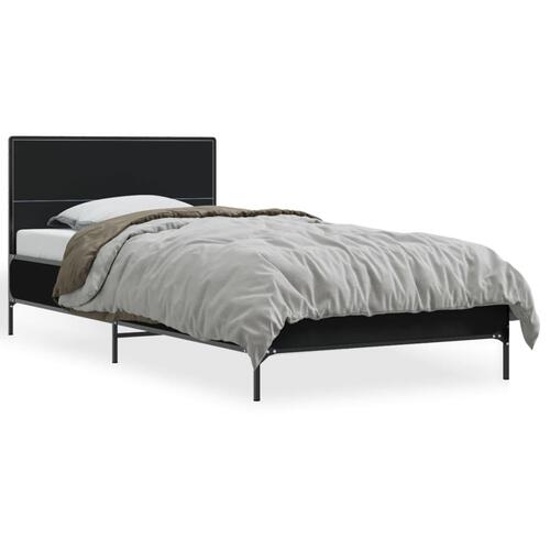 Sengeramme 90x190 cm konstrueret træ og metal sort
