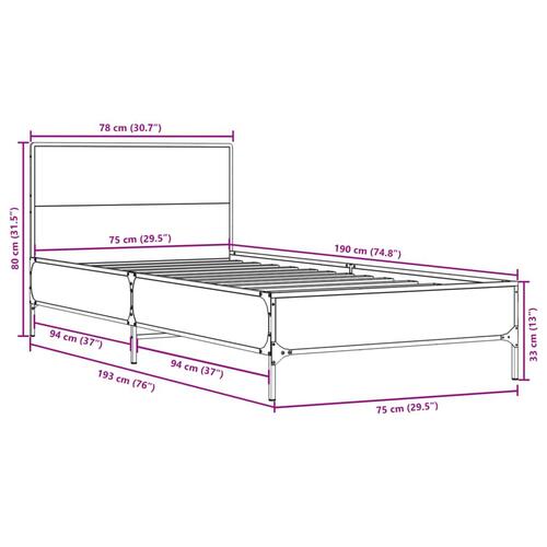 Sengeramme 75x190 cm konstrueret træ og metal sort