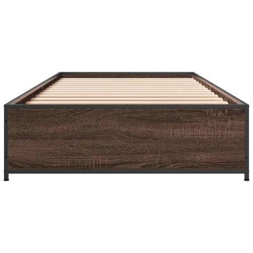 Sengeramme 90x200 cm konstrueret træ og metal brun egetræsfarve