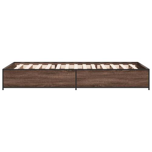 Sengeramme 90x200 cm konstrueret træ og metal brun egetræsfarve