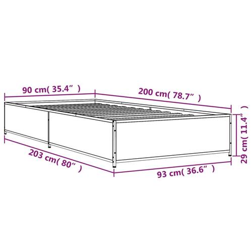 Sengeramme 90x200 cm konstrueret træ og metal brun egetræsfarve