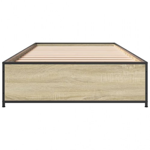 Sengeramme 90x190 cm konstrueret træ og metal sonoma-eg